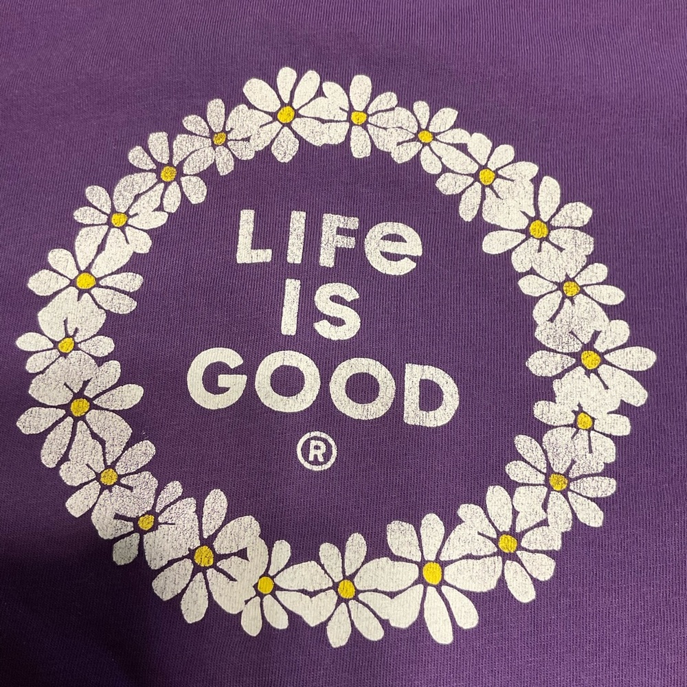 Life is good Women’s Crushed Tee Size Large Classic Crewneck 100% Cotton purple - Picture 3 of 9